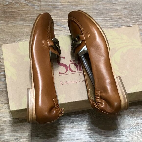 SOFFT Leather Chain Comfort Loafers Kadyn Chic Tan Brown Luggage Size 7.5 - Picture 4 of 7